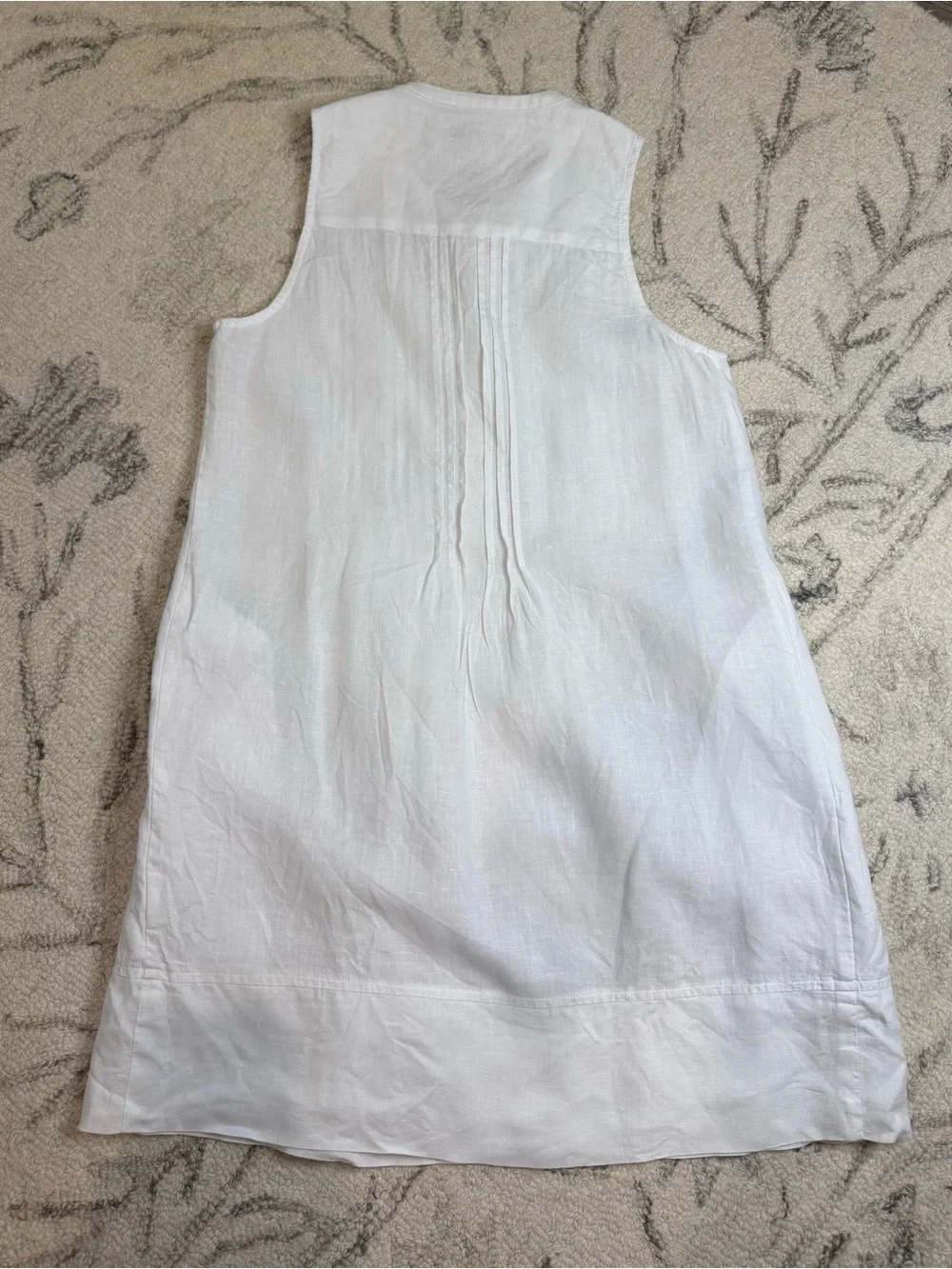 Quince 100% European Linen White Pintuck Sleeveless Shift Dress XS | Like New - Picture 5 of 6